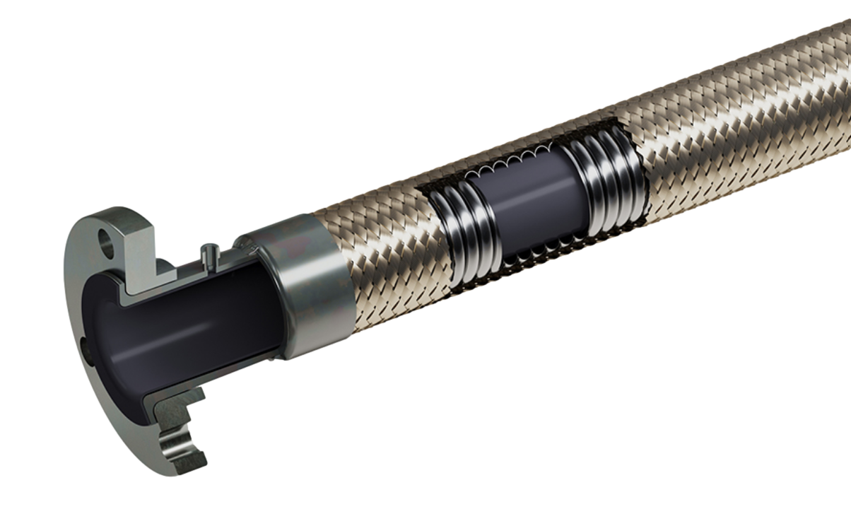 CRANE RESISTOFLEX® TMH-Monel®-B . Anti Static Liner Teflon PTFE Hose w/ Flared Thru Fittings