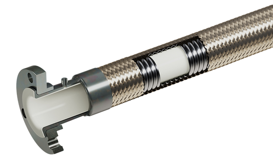 CRANE RESISTOFLEX® TMH-Monel®-W. Natural Liner Teflon PTFE Hose w/ Flared Thru Fittings