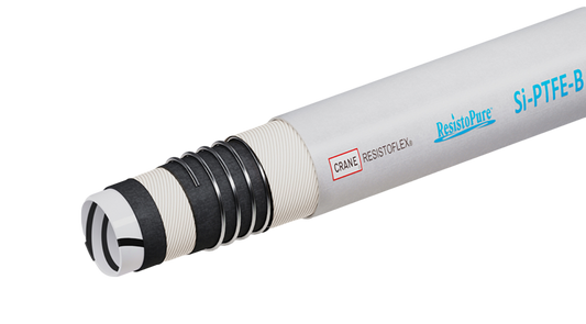 CRANE RESISTOPURE® SST-ZEBRA, Anti Static Liner Teflon PTFE Hose w/ Crimp Fittings